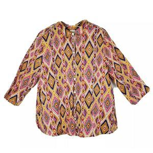 Chico's Southwestern Button Up Top Size 3 (XL 16)